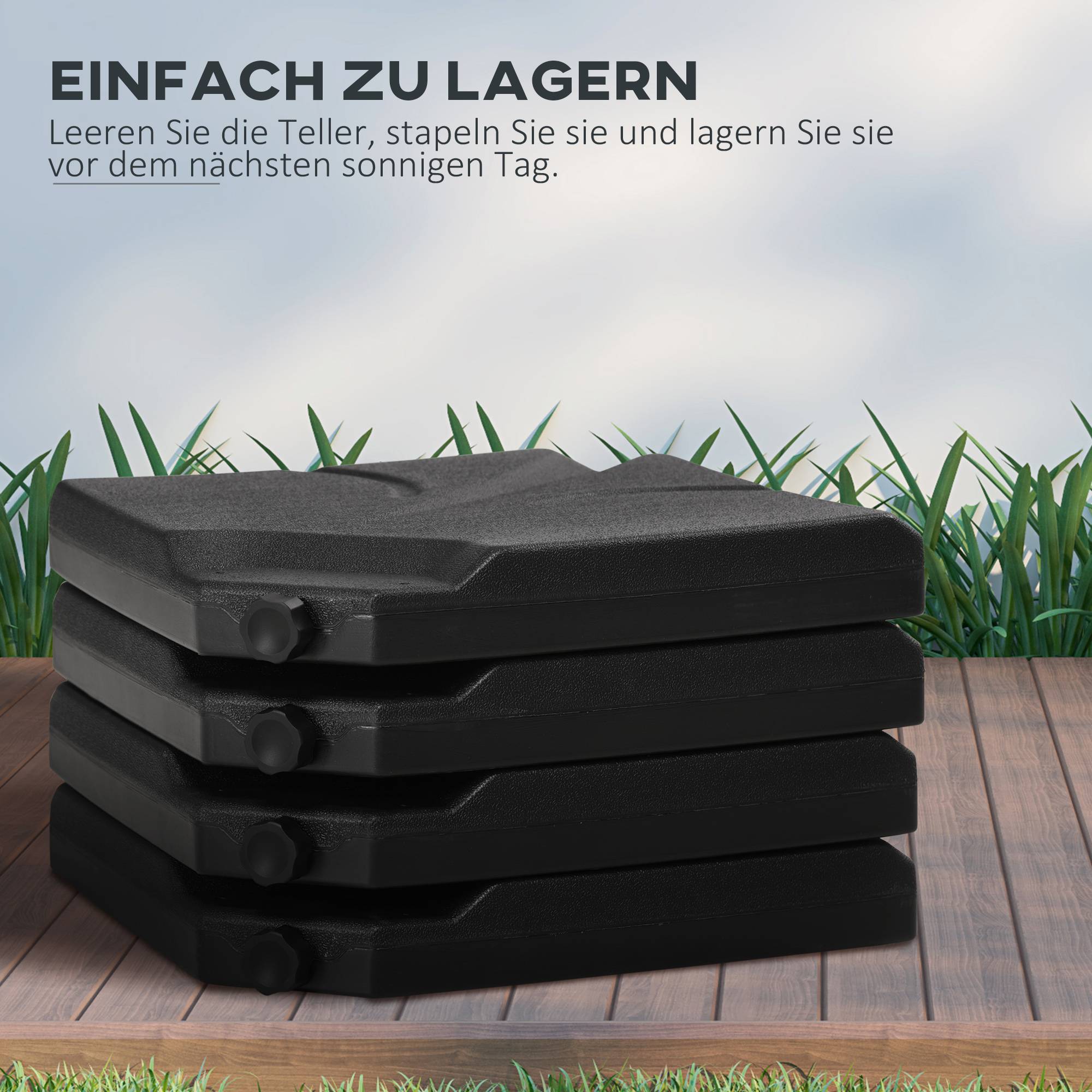 Dalles de lestage plastique pour parasol déporté à remplir eau sable 103cm noir - ComfortXL Outdoor Living - Image 9