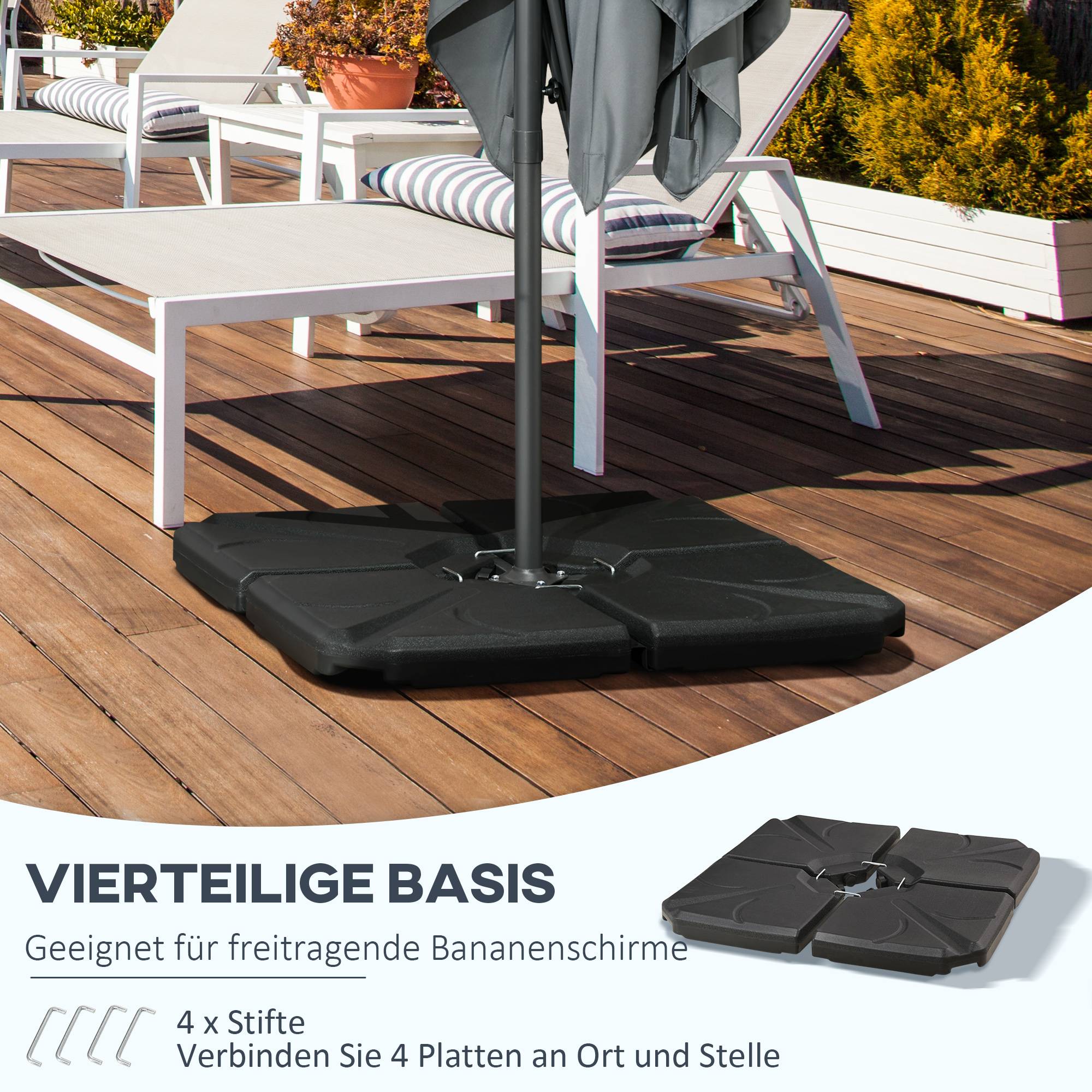 Dalles de lestage plastique pour parasol déporté à remplir eau sable 103cm noir - ComfortXL Outdoor Living - Image 6