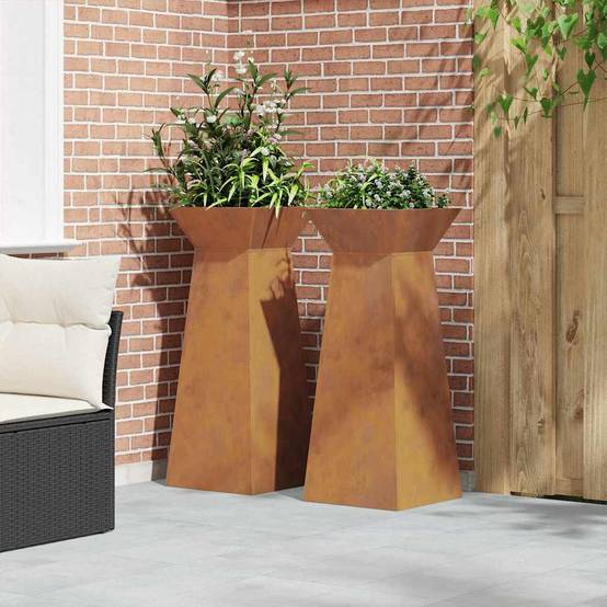 ComfortXL - Paire de Jardinières Colonnes 100cm, Pot de Fleur Haut et Moderne en Acier Argent pour Entrée – ComfortXL Outdoor Living - Image 4