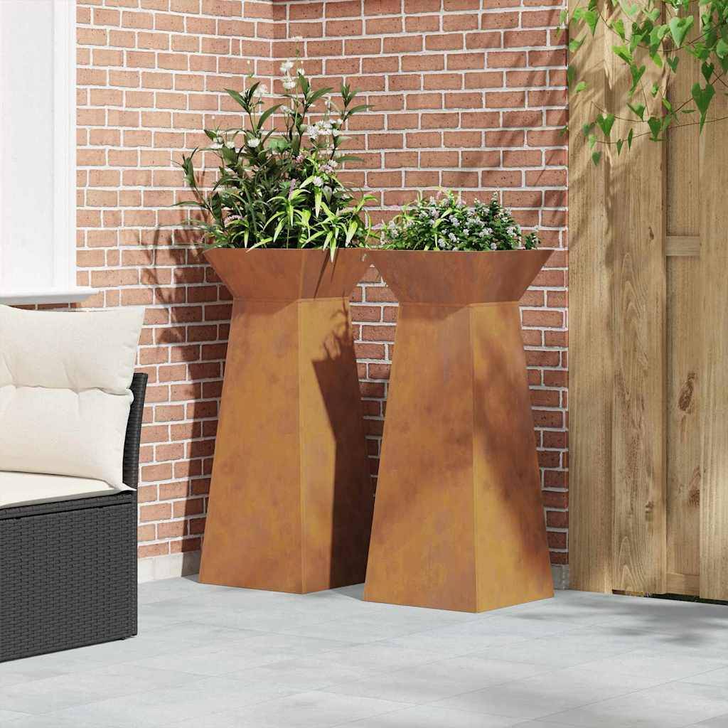 ComfortXL - Paire de Jardinières Colonnes 100cm, Pot de Fleur Haut et Moderne en Acier Argent pour Entrée – ComfortXL Outdoor Living - Image 4