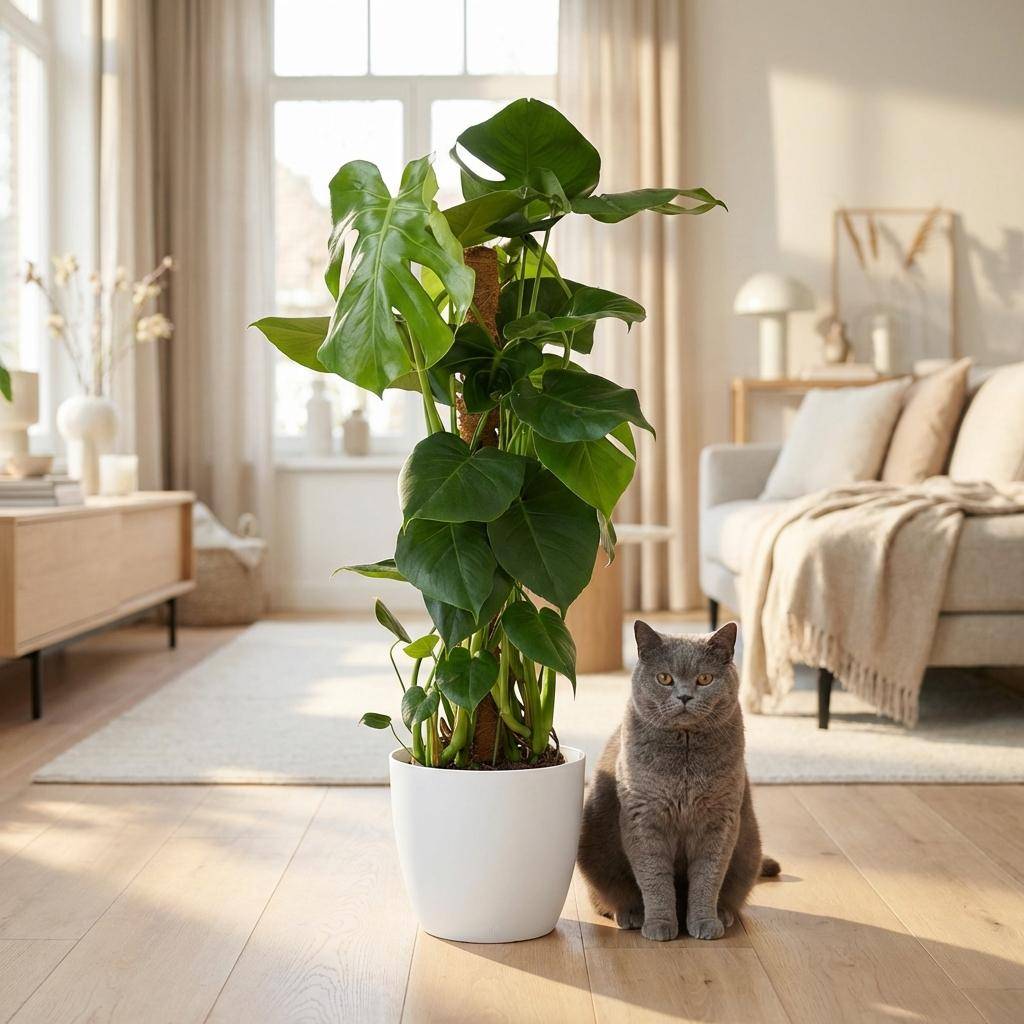 Monstera Deliciosa avec tuteur - Pot de 19cm - Hauteur 90cm - Blanc - Plantes d'intérieur - Image 3