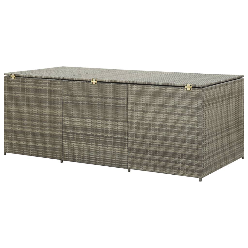 Coffre boîte meuble de jardin rangement résine tressée 180 x 90 x 75 cm gris - Image 5