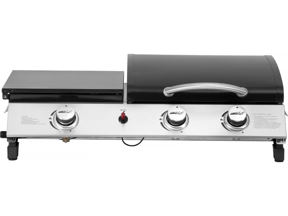 Habitat Et Jardin - Plancha Gaz Avec Couvercle "rasio" - 7.5 Kw - 3 Brûleurs - Noir -habitat Et Jardin - Image 1