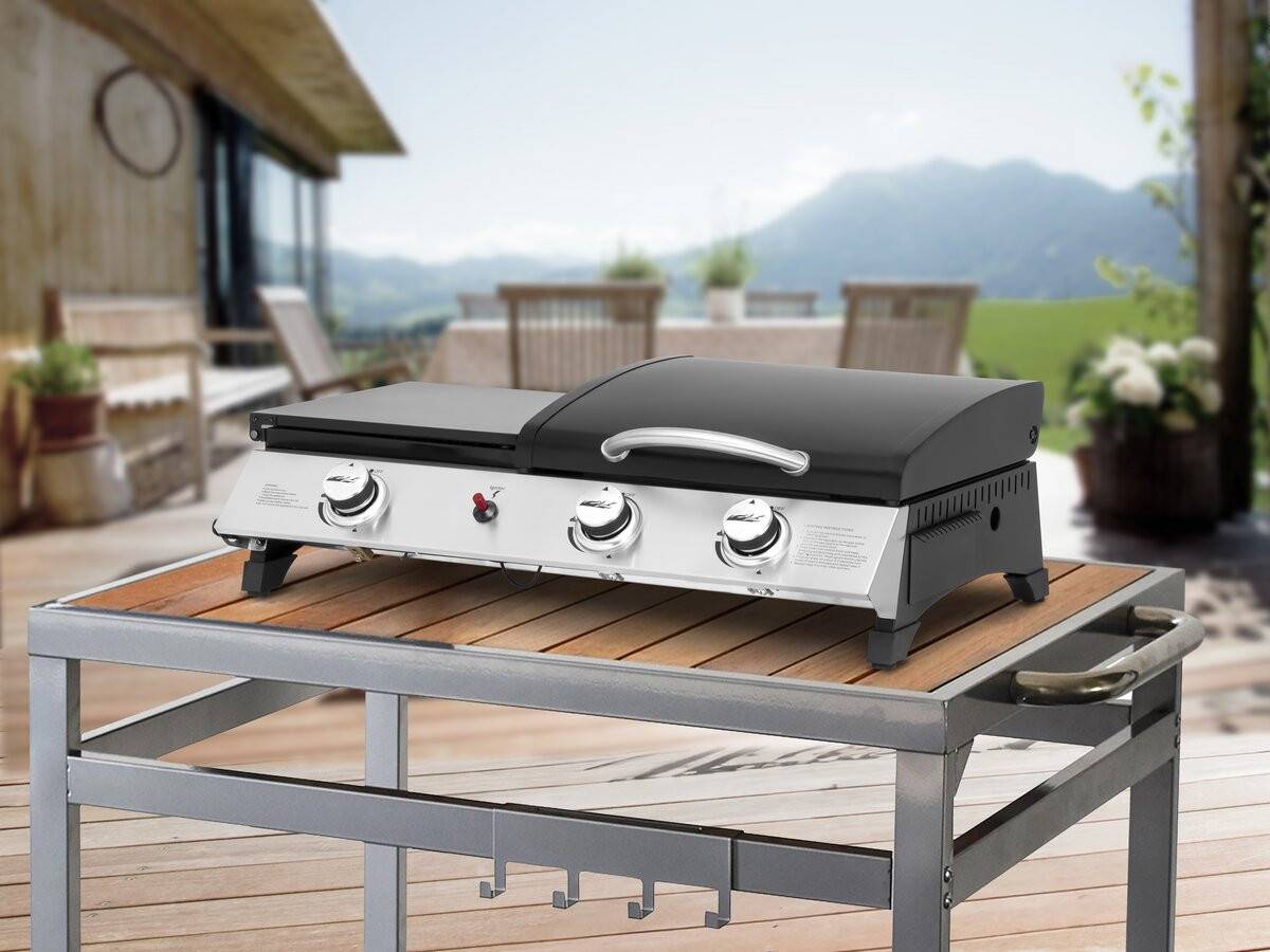 Habitat Et Jardin - Plancha Gaz Avec Couvercle "rasio" - 7.5 Kw - 3 Brûleurs - Noir -habitat Et Jardin - Image 2