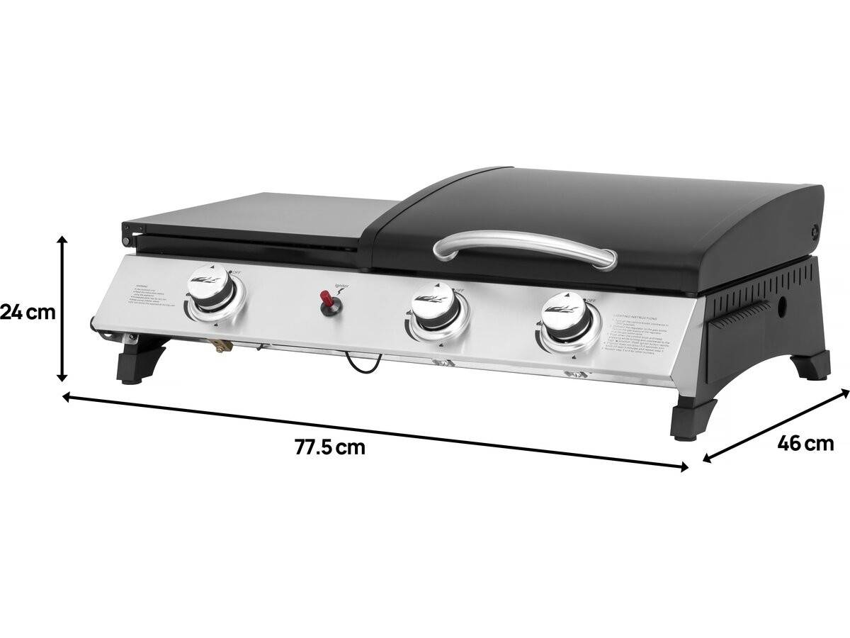 Habitat Et Jardin - Plancha Gaz Avec Couvercle "rasio" - 7.5 Kw - 3 Brûleurs - Noir -habitat Et Jardin - Image 4
