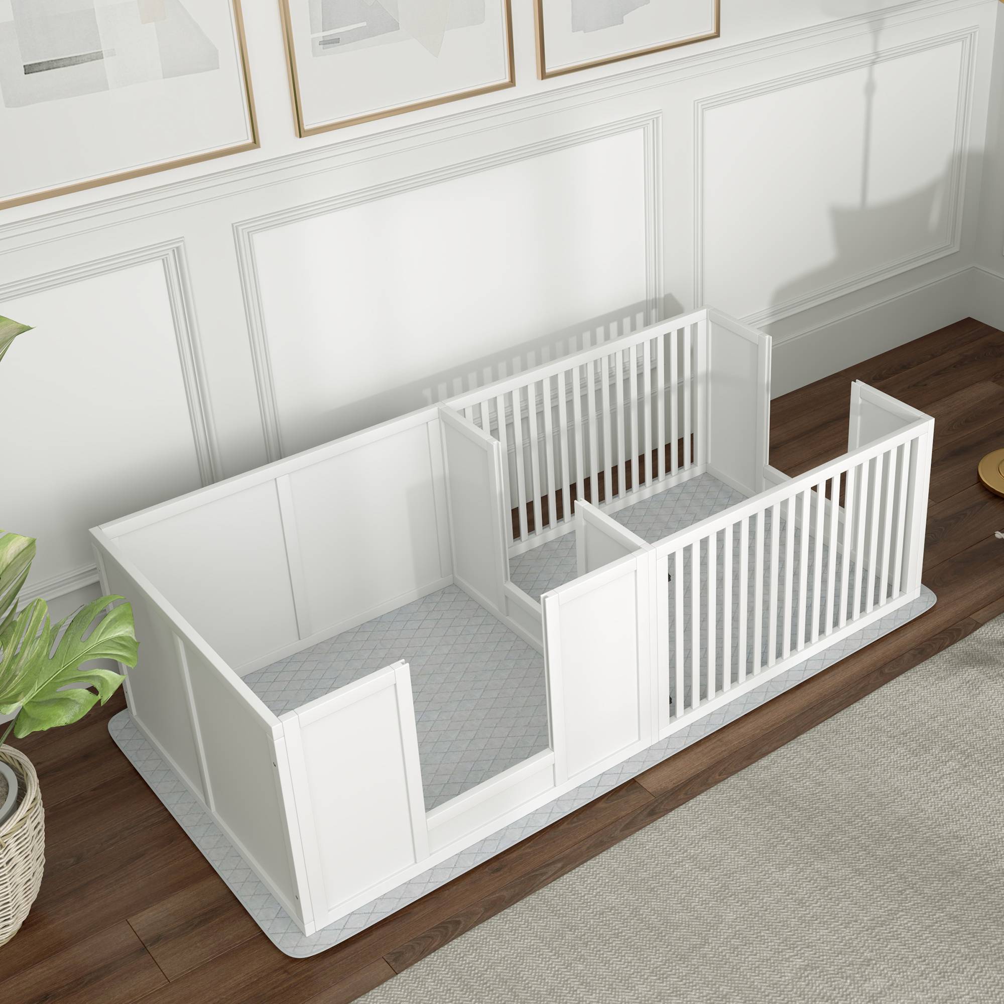 Caisse de mise bas et enclos MDF blanc 166.0 x 80.0 x 50.0 cm - PANGIVO - Image 8