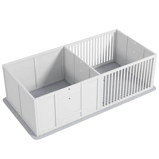 Caisse de mise bas et enclos MDF blanc 166.0 x 80.0 x 50.0 cm - PANGIVO - Image 1