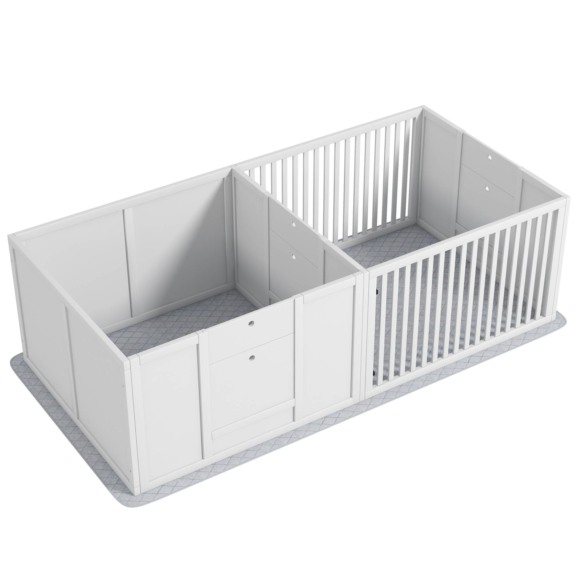 Caisse de mise bas et enclos MDF blanc 166.0 x 80.0 x 50.0 cm - PANGIVO - Image 1