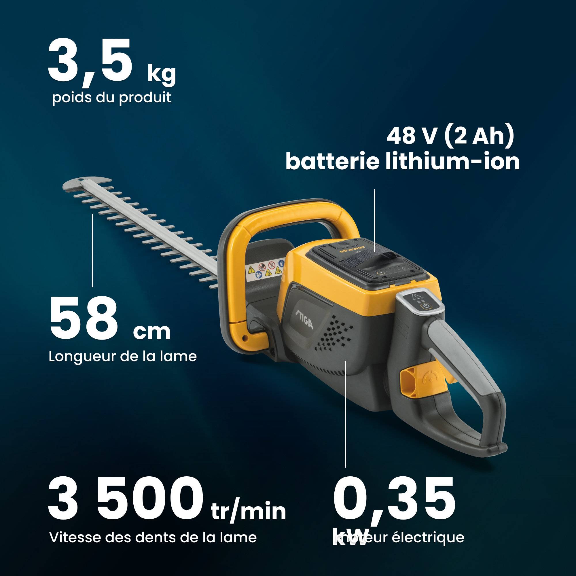 Stiga - Taille-bordures HT 500e, lames 58 cm, autonomie 50 min, poignée pivotante - STIGA - Image 6