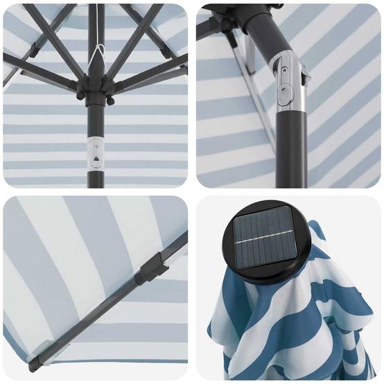 Parasol de jardin polyester bleu et blanc 290 x 190 x 235 cm - PANGIVO - Image 6
