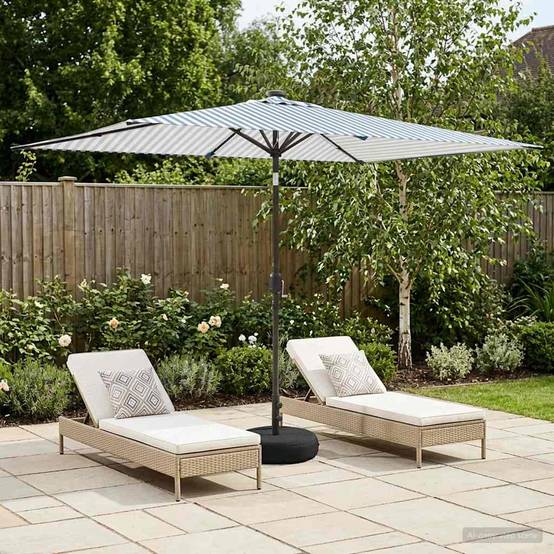 Parasol de jardin polyester bleu et blanc 290 x 190 x 235 cm - PANGIVO - Image 1