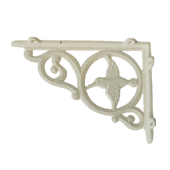 Équerre fixation étagère vintage ancienne fonte blanche 23 x 16.5 cm Chemin de campagne - Image 1