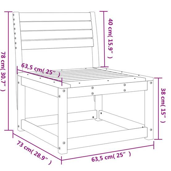 Module Central de Canapé en Pin Massif Durable pour un Salon de Jardin Élégant et Modulable sur Terrasse Finition Blanc – ComfortXL Outdoor Living - Image 8