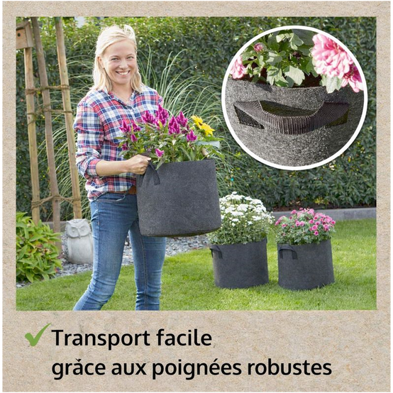 Sac de plantations lot de 6 en tissu non tissé Sac à plantes 30L et 60L réutilisable - Image 5