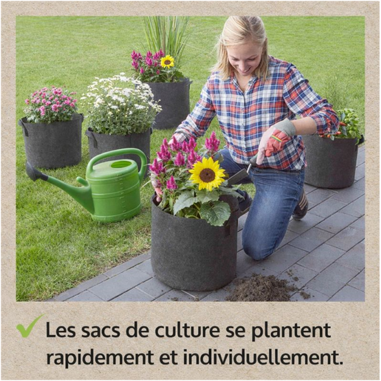 Sac de plantations lot de 6 en tissu non tissé Sac à plantes 30L et 60L réutilisable - Image 4