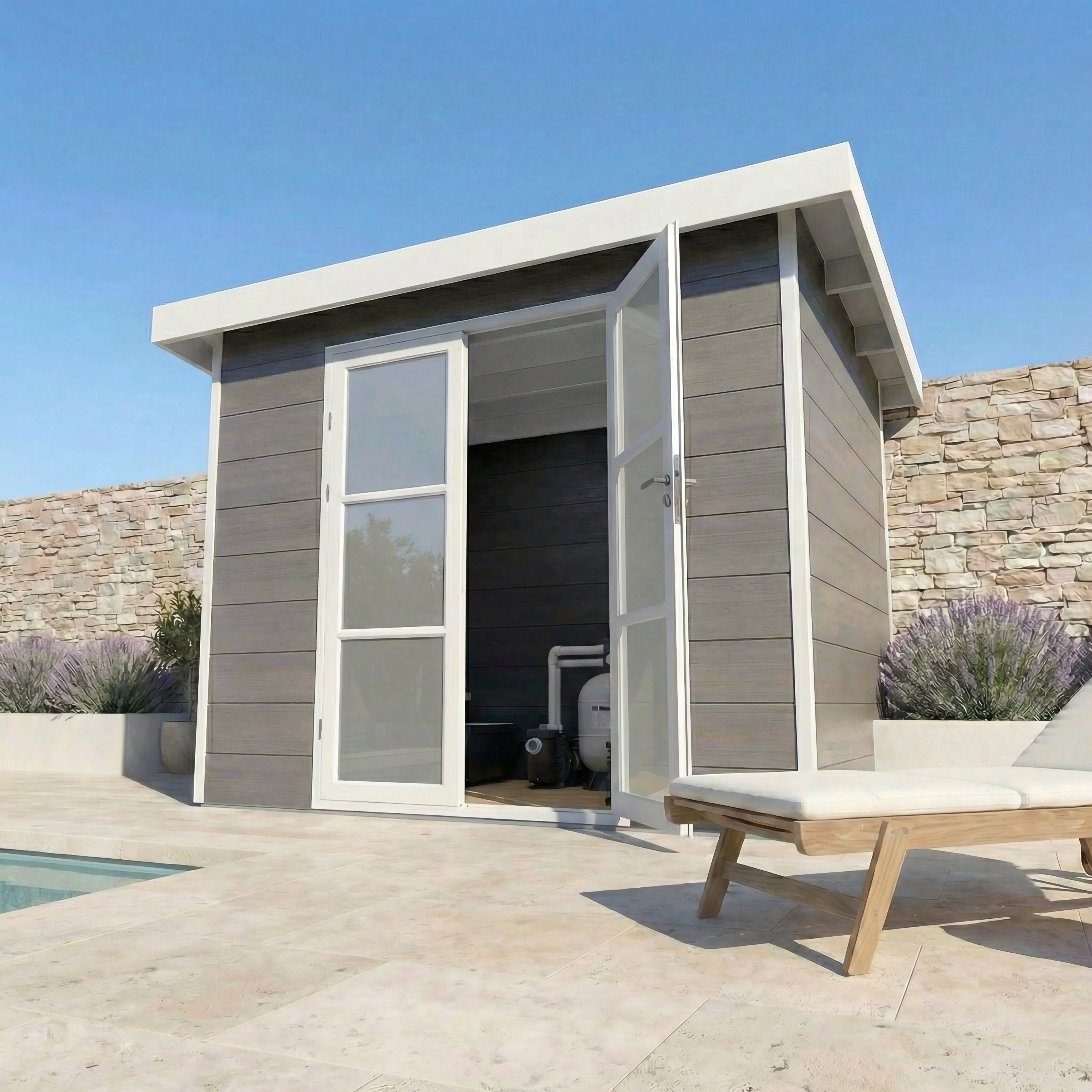 Abri de Jardin Composite ALMA - 7m2 - Gris/blanc - Cabane de jardin - Image 2