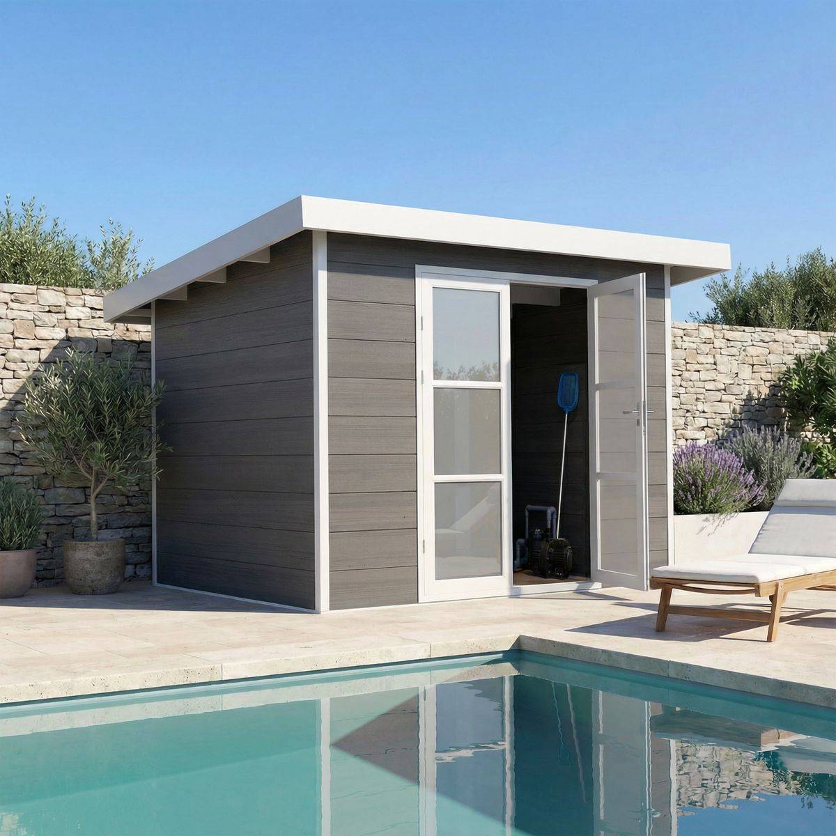 Direct Abris - Abri de Jardin Composite ALMA - 7m2 - Gris/blanc - Cabane de jardin