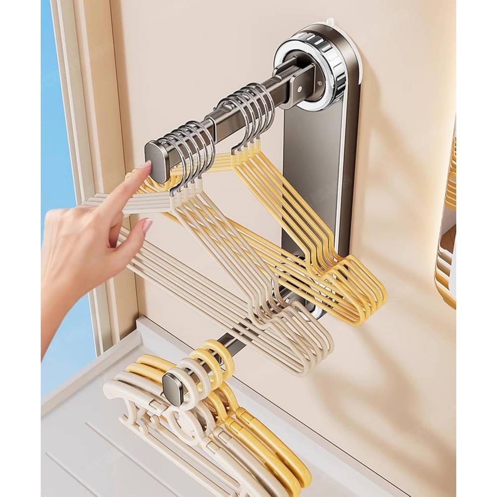 Étendoir à linge-Organisateur de cintres double couche – Fixation par ventouse – Capacité 20+ cintres – Pour buanderie et placard – Living123 - Image 3