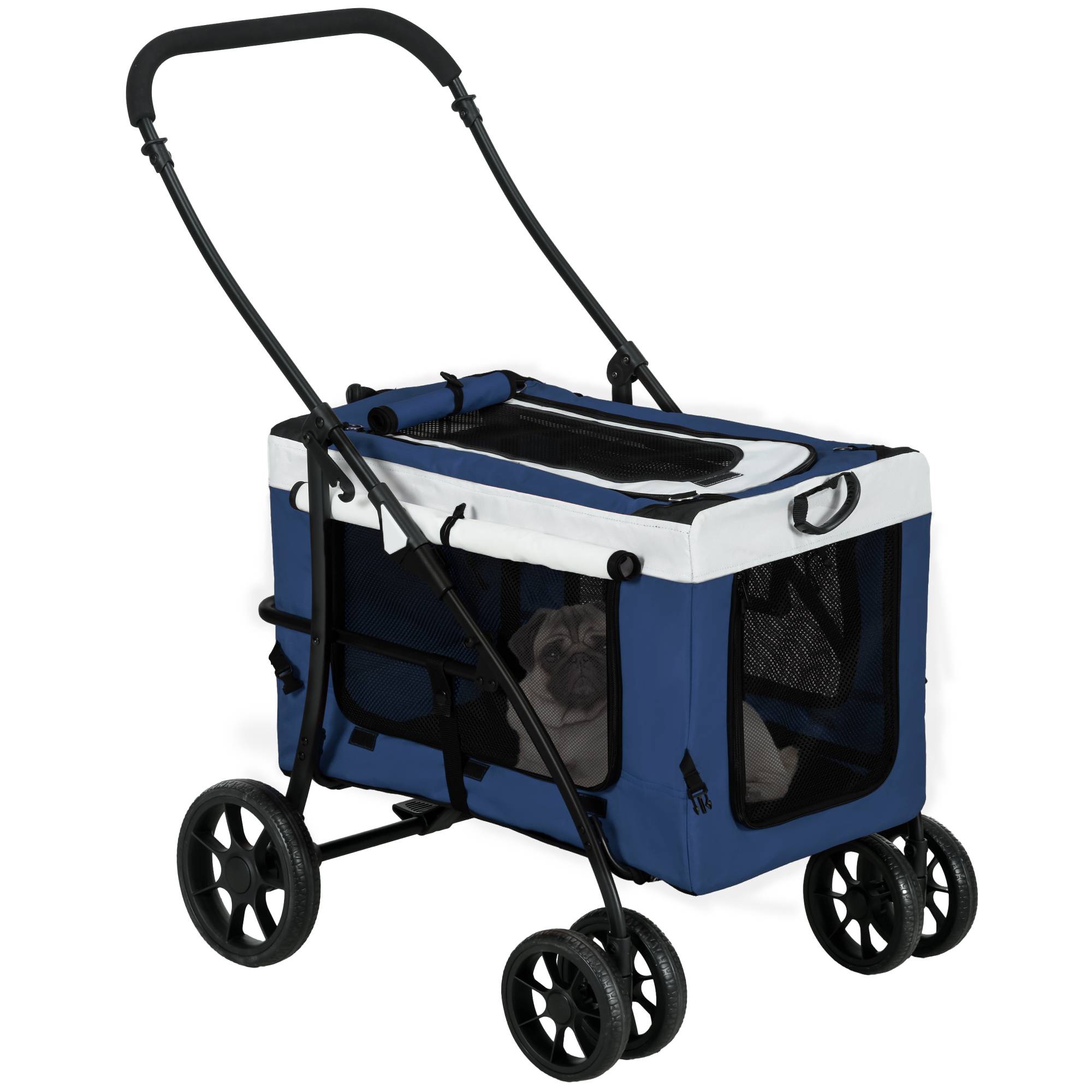 Poussette pour animaux, polyester, bleu, 81 x 58 x 97.5 cm - PANGIVO - Image 1