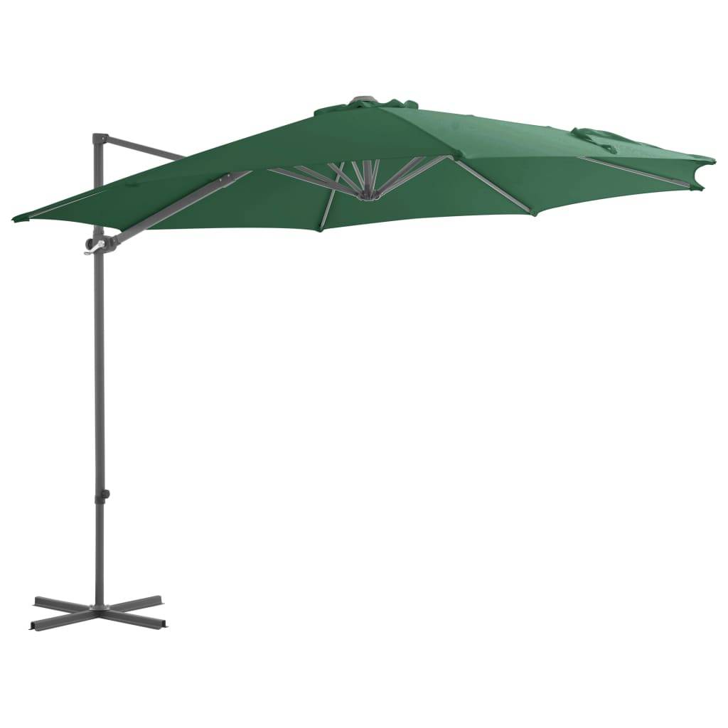 Helloshop26 - Parasol meuble de jardin porte-à-faux avec mât en acier vert 300 cm - Image 1