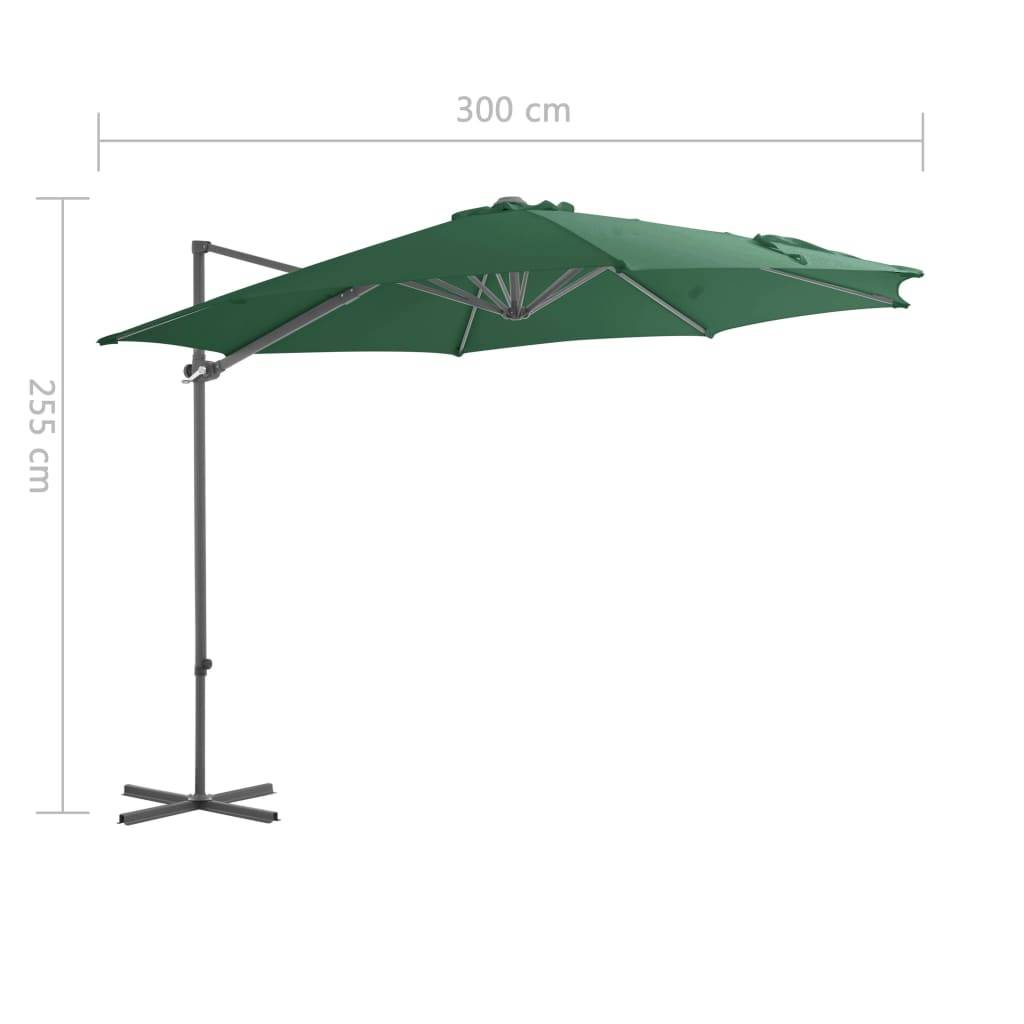 Helloshop26 - Parasol meuble de jardin porte-à-faux avec mât en acier vert 300 cm - Image 8