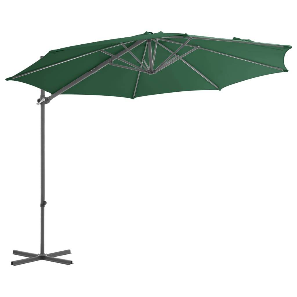 Helloshop26 - Parasol meuble de jardin porte-à-faux avec mât en acier vert 300 cm - Image 2