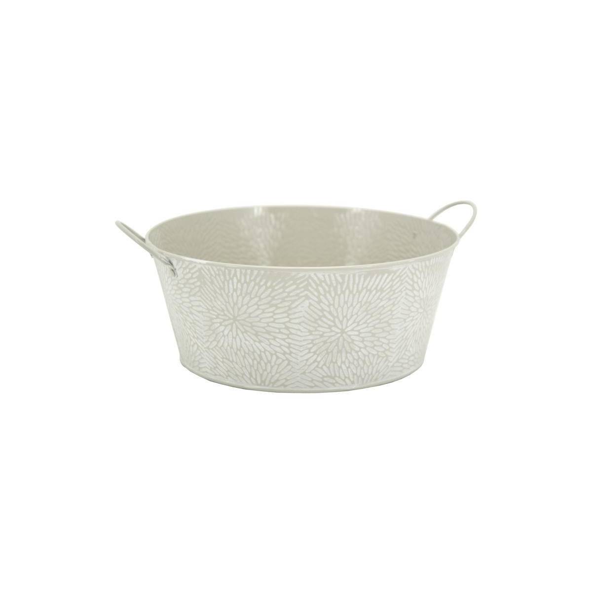 Aubry Gaspard - Corbeille ronde en métal laqué motif floral 25 cm