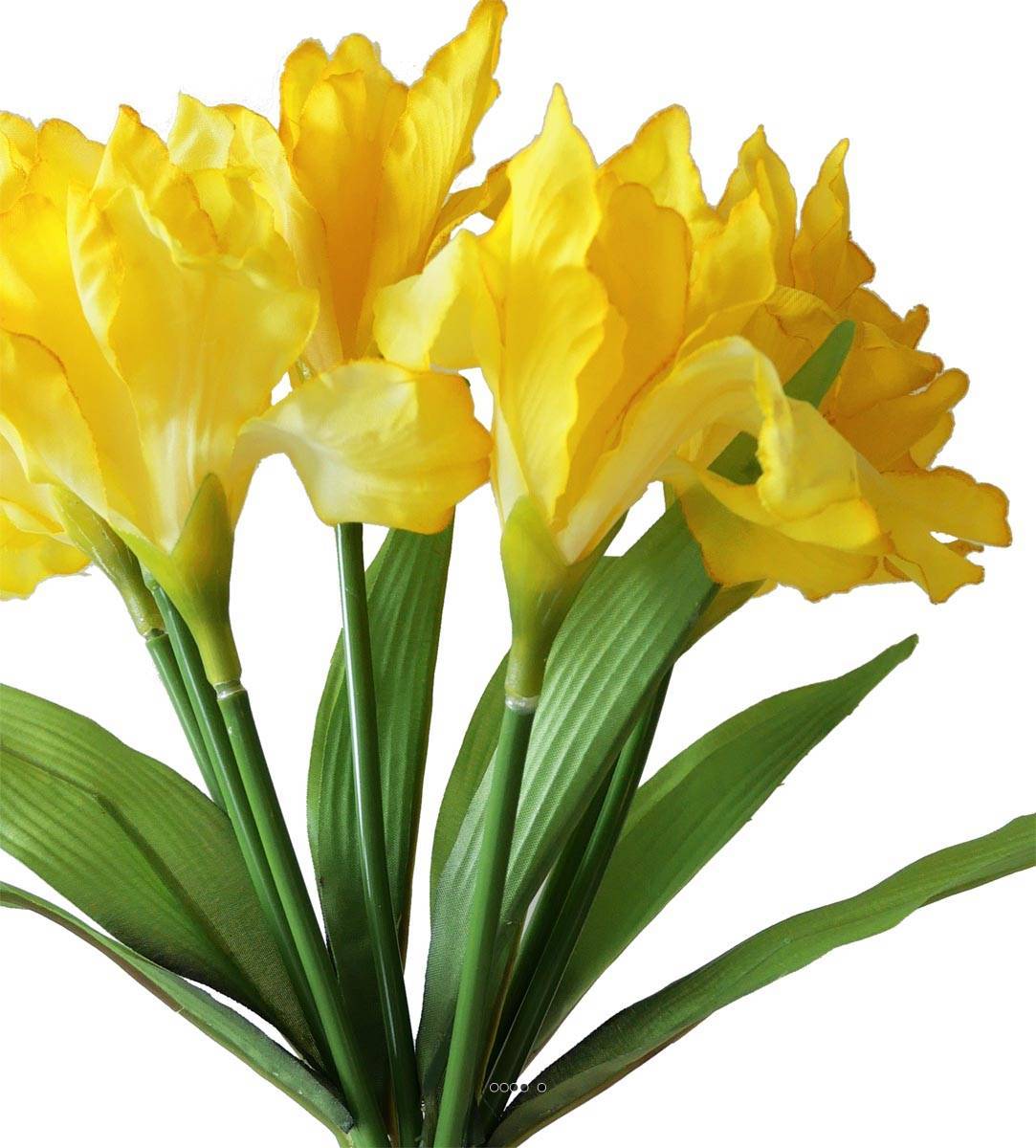 Artificielles - Bouquet d'Iris facticeS 7 fleurs et 7 feuilles H28cm superbe Jaune - couleur: Jaune - Image 2