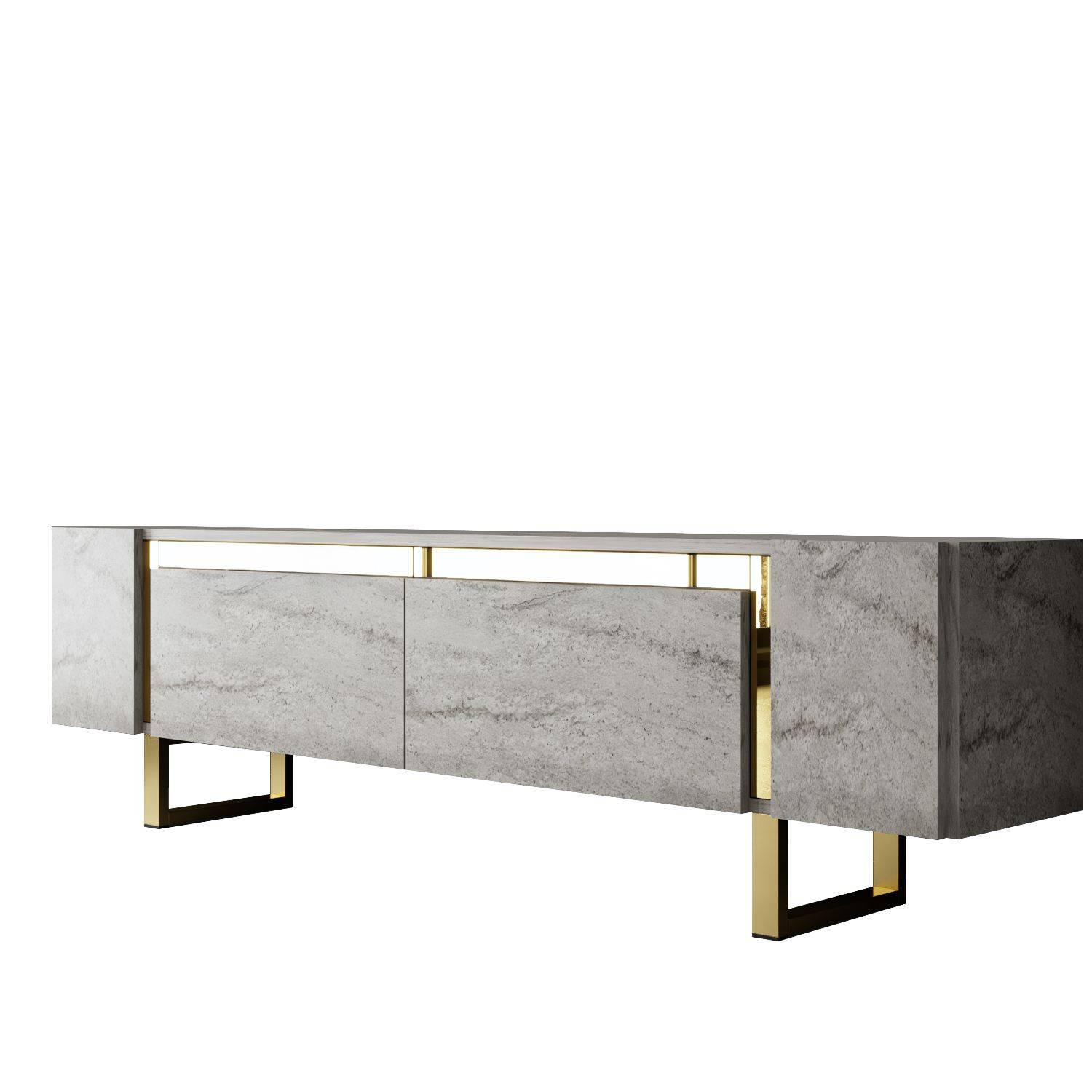 Habitat Et Jardin - Meuble Tv En Bois "yildiz" - 180 X 30 X 50 Cm - Travertinor -hanah Home - Image 1