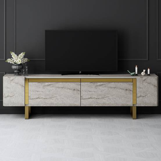 Habitat Et Jardin - Meuble Tv En Bois "yildiz" - 180 X 30 X 50 Cm - Travertinor -hanah Home - Image 3