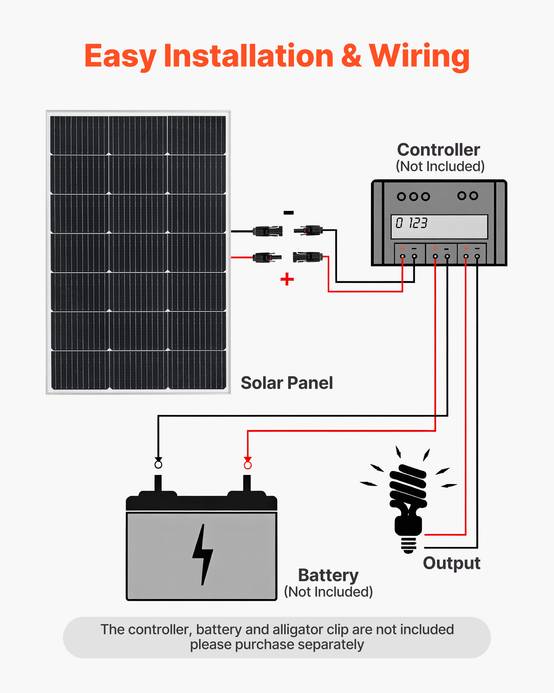 VEVOR Panneau Solaire Monocristallin Module Photovoltaïque 100 W Rendement 23 % - Image 3