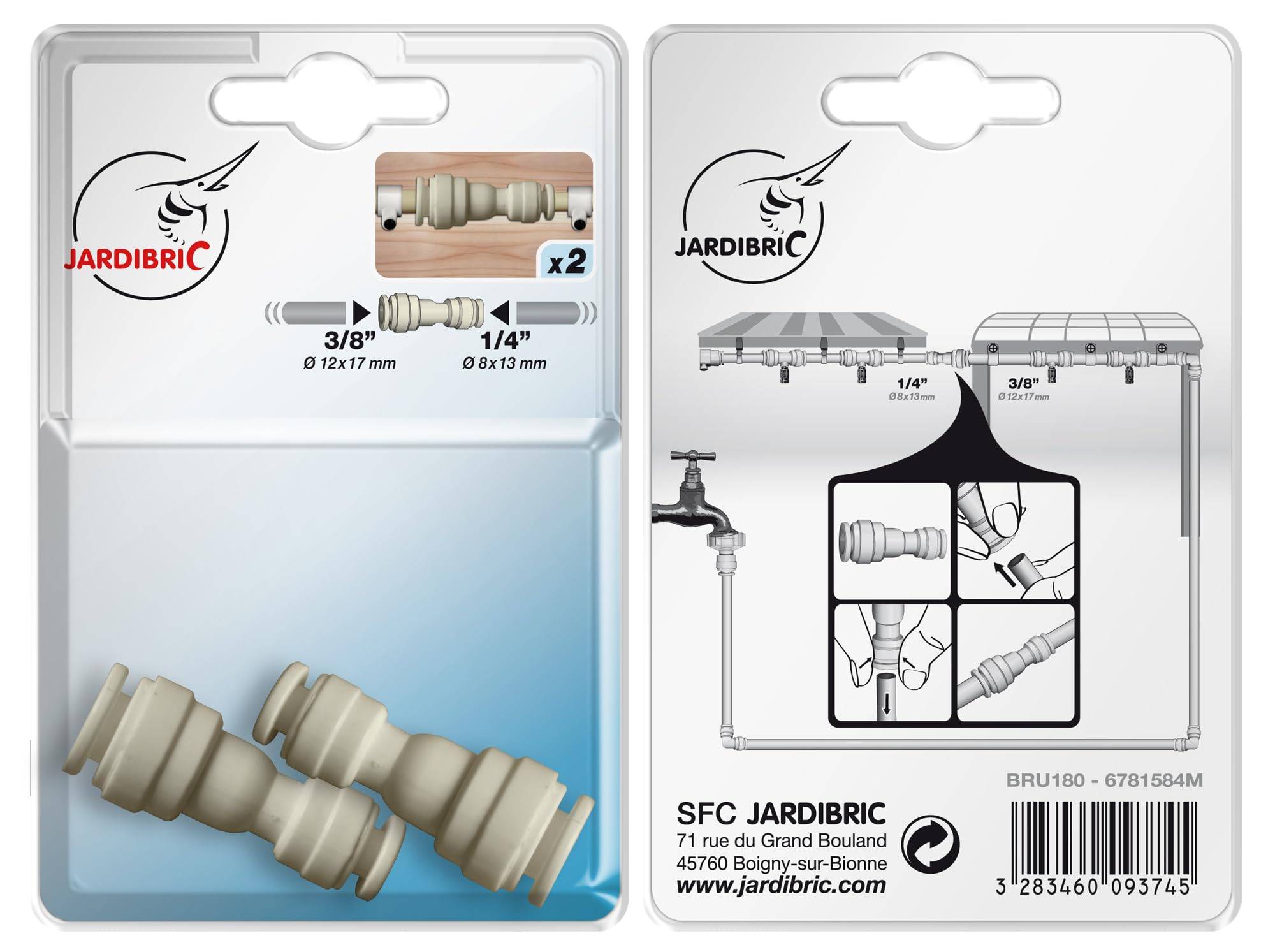 Jardibric - Jardibric - Lot de 2 Raccords Réducteurs Brumisation 6x10 mm vers 5x7 mm - Adaptateur Tuyau Brumisateur - Image 3