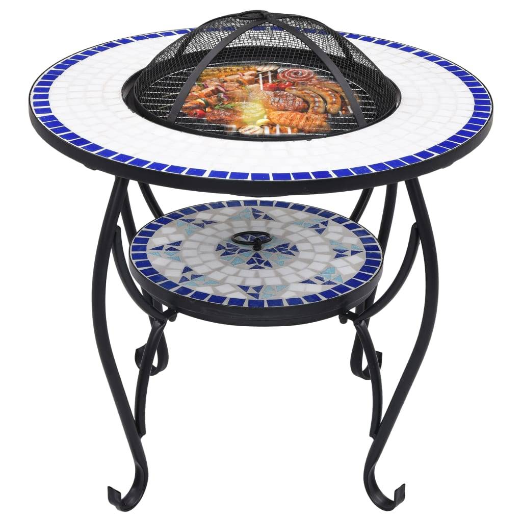 Maison Chic - Table de jardin - Table de foyer mosaïque Bleu et blanc 68 cm Céramique HL939 - Image 3