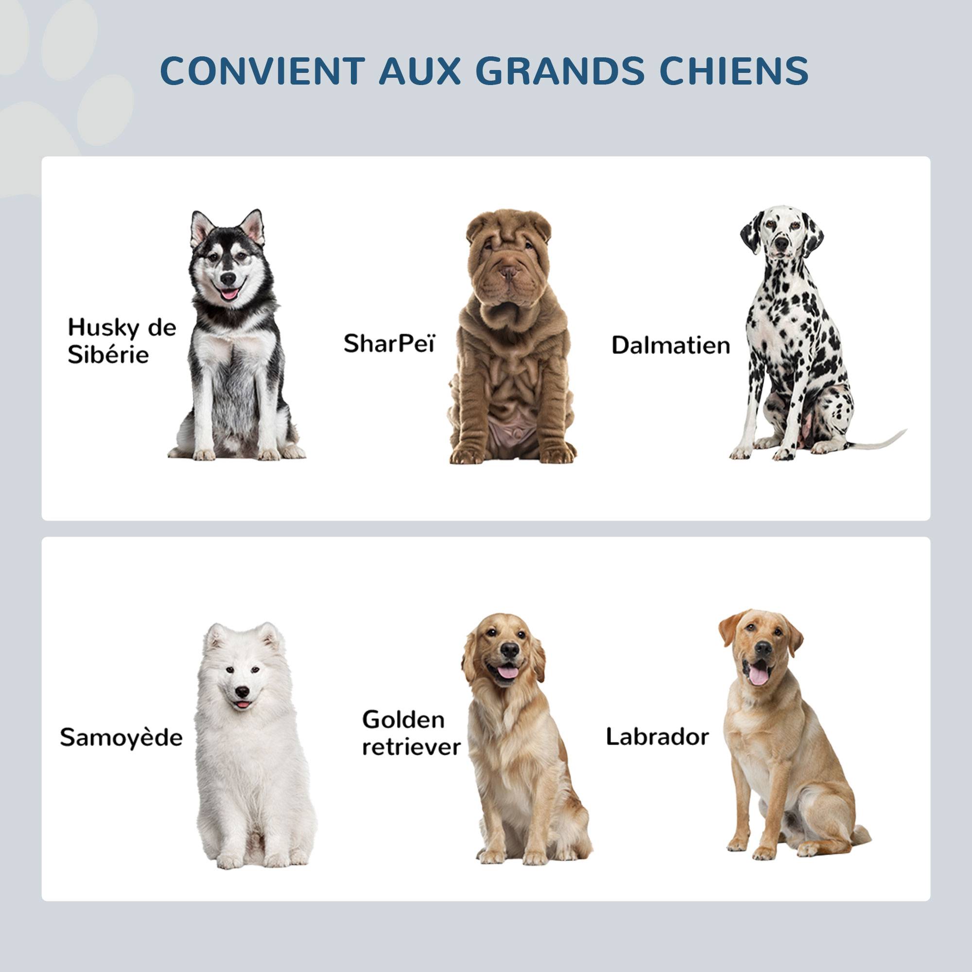 Gamelles chiens surélevées gamelle double chien chat porte-gamelles 60 x 30 x 35,5 cm 2 gamelles 2L acier inox incluses bois blanc - Image 9