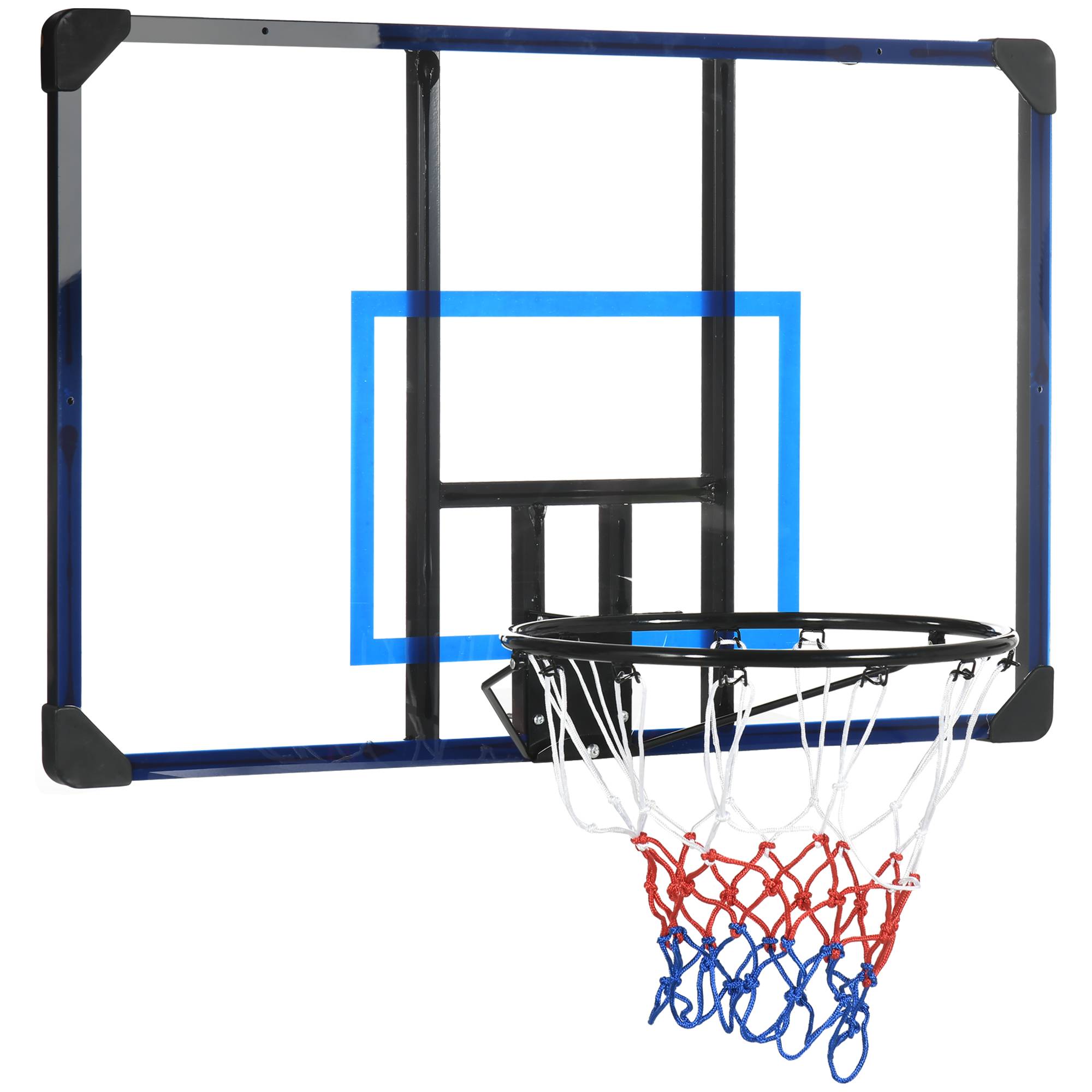 ComfortXL - Panier de basket mural acier noir 113 x 61 x 73 cm intérieur extérieur panneau renforcé filet résistant - Image 9