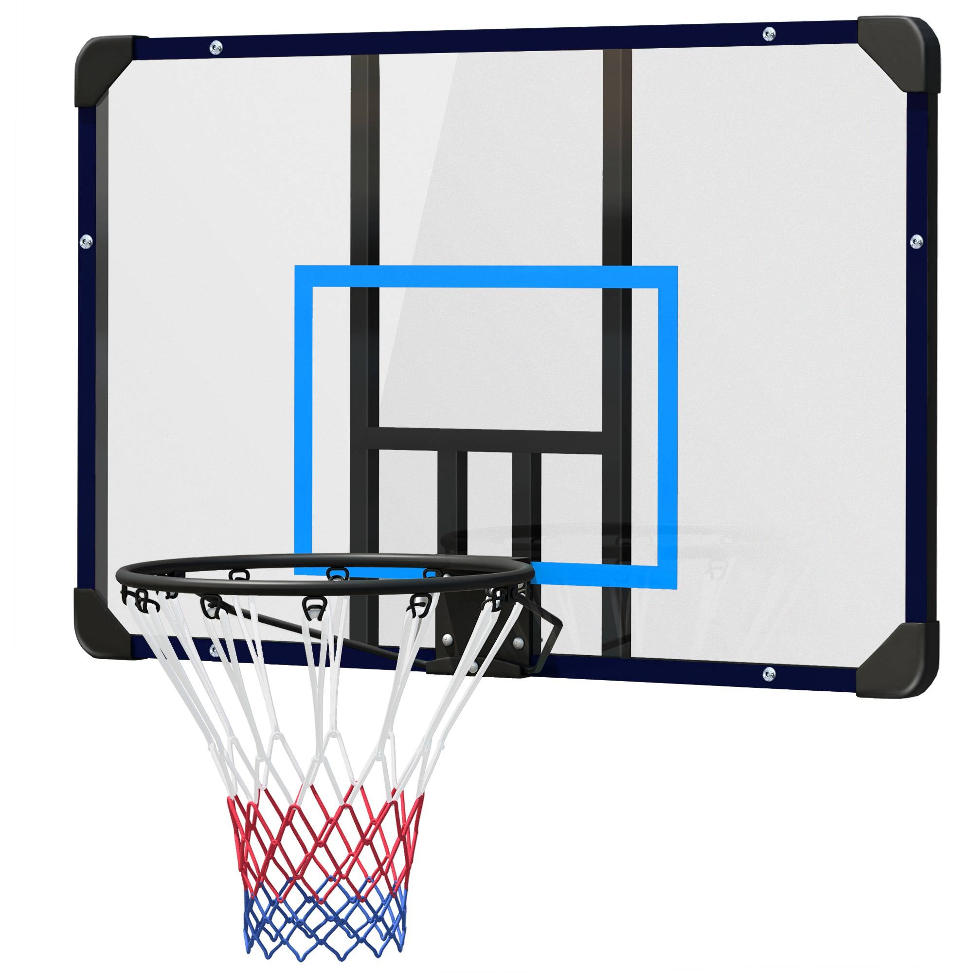 ComfortXL - Panier de basket mural acier noir 113 x 61 x 73 cm intérieur extérieur panneau renforcé filet résistant - Image 2