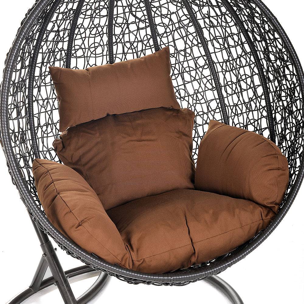 Fauteuil suspendu en polyrotin HOME DELUXE CIELO - gris/marron (coussins uniquement, sans fauteuil ni structure) - Image 3