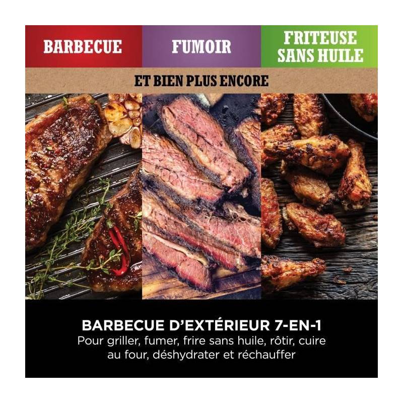Barbecue électrique - Ninja - Woodfire - Og701eu - Grill, Fumoir & Air Fryer - Antiadhésif - Gris Et Noir - Image 2