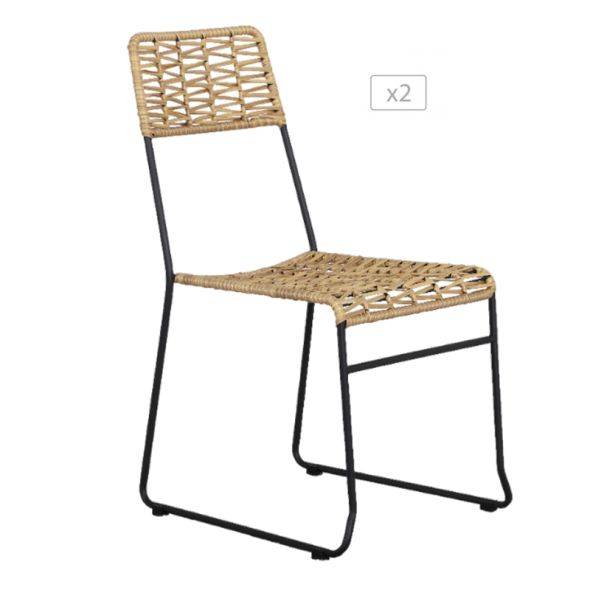 Lot de 2 chaises MASSA en résine tressée coloris naturel Beau Rivage - Image 1