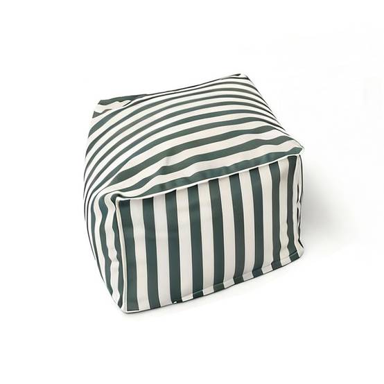 Pouf exterieur rayé vert déperlant 55x65x35 cm POSITANO - Image 4