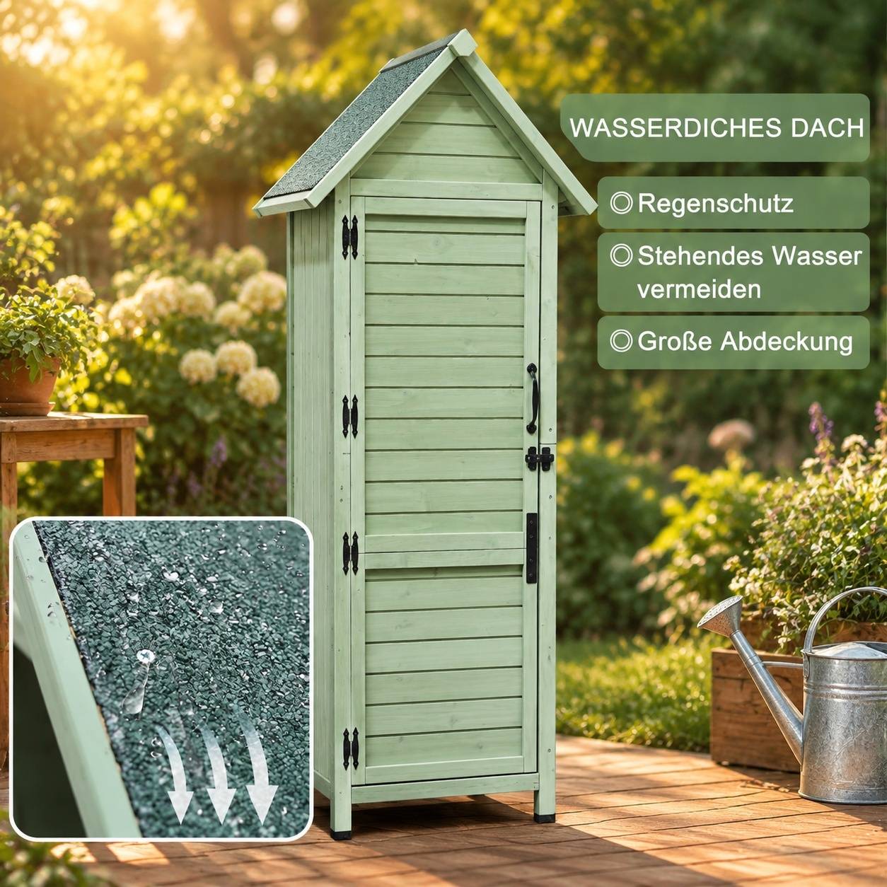 Armoire de Jardin Exterieur 3 Etageres Toit Asphalte Gris - Image 7