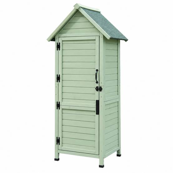 Armoire de Jardin Exterieur 3 Etageres Toit Asphalte Gris - Image 1