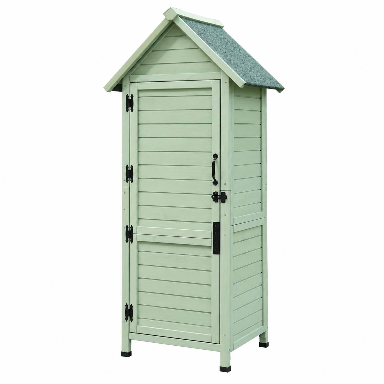 Armoire de Jardin Exterieur 3 Etageres Toit Asphalte Gris - Image 1