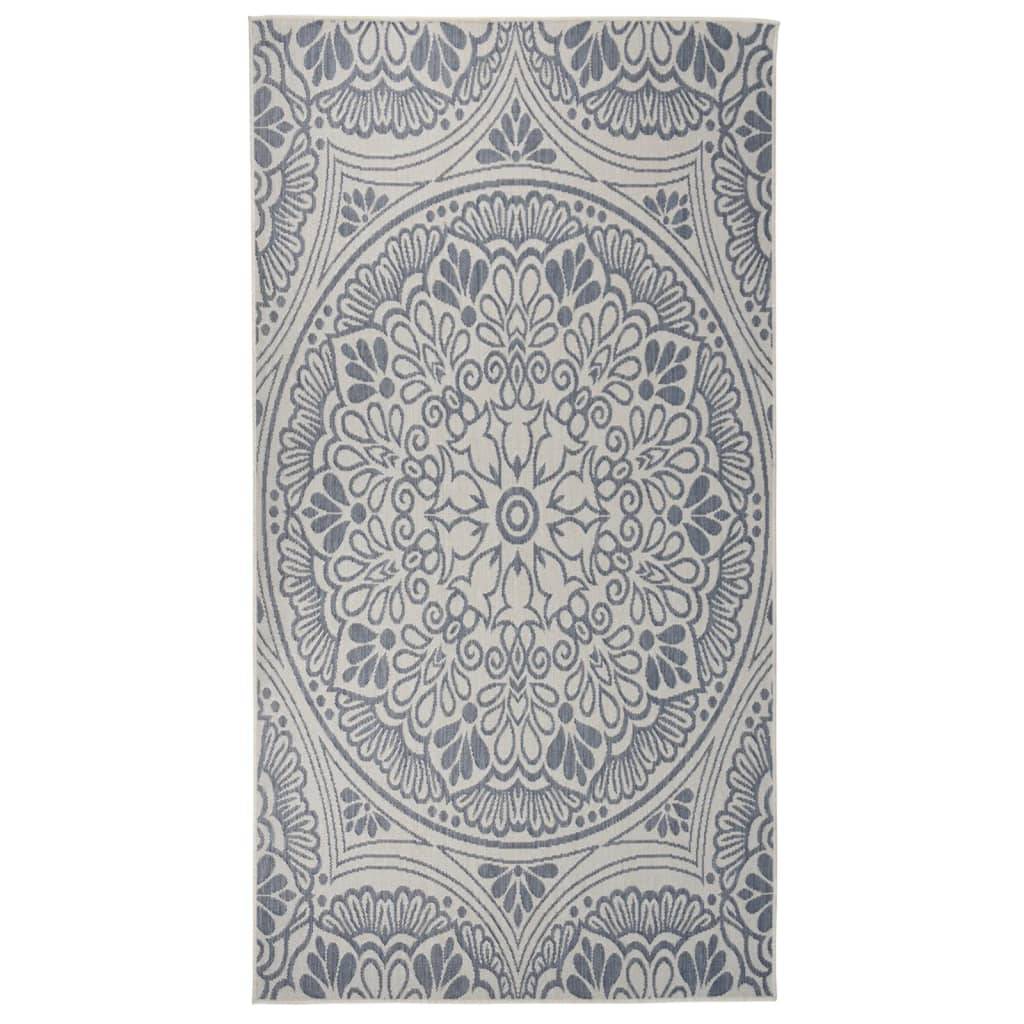 Tapis Extérieur Motif Bleu Tissage Plat en PP Résistant UV pour Balcon 80x150 cm – ComfortXL Outdoor Living - Image 1