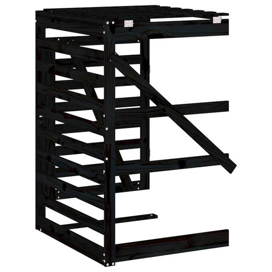 Abris pour poubelle 0.71m² - Abri à poubelles - Cache poubelle sur roulettes noir bois massif pin MAISON CHIC - Image 8