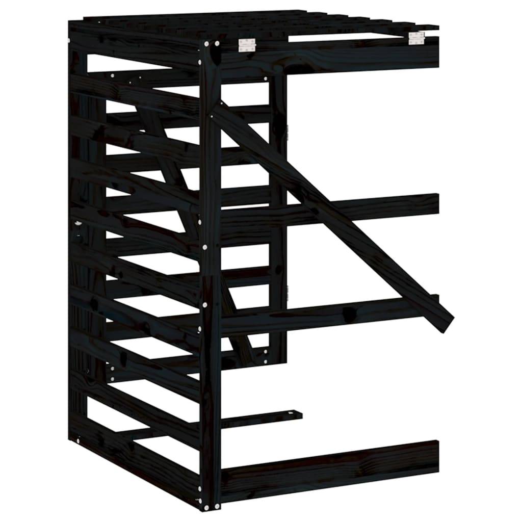 Abris pour poubelle 0.71m² - Abri à poubelles - Cache poubelle sur roulettes noir bois massif pin MAISON CHIC - Image 8