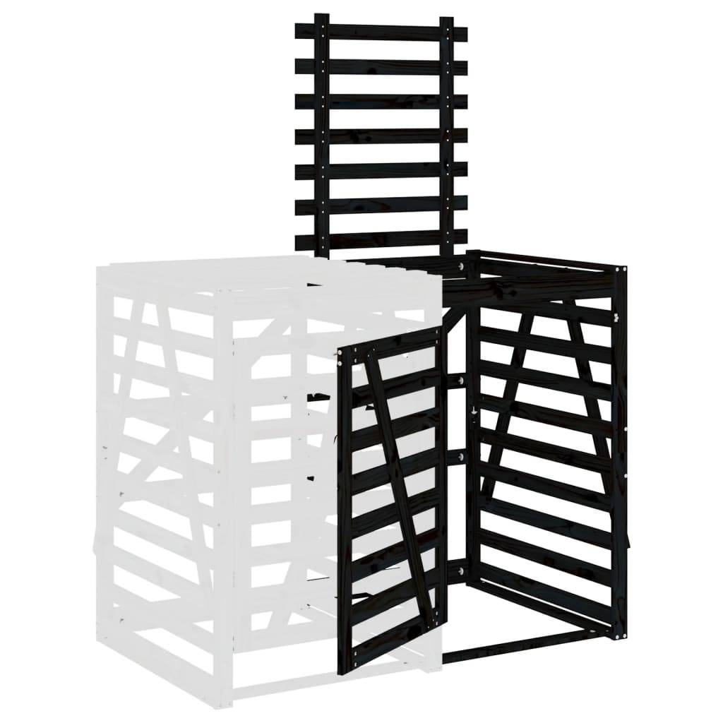 Abris pour poubelle 0.71m² - Abri à poubelles - Cache poubelle sur roulettes noir bois massif pin MAISON CHIC - Image 5