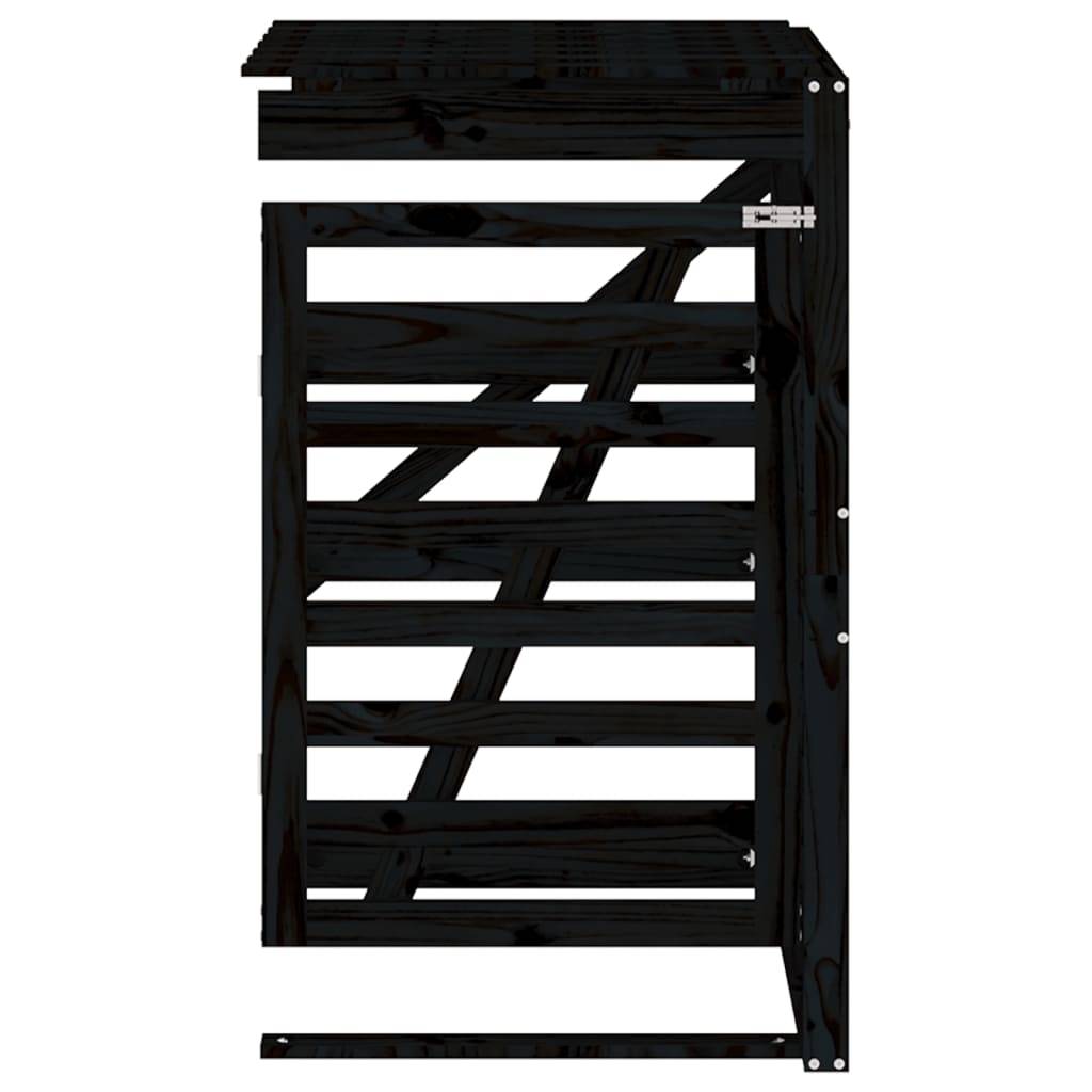 Abris pour poubelle 0.71m² - Abri à poubelles - Cache poubelle sur roulettes noir bois massif pin MAISON CHIC - Image 6