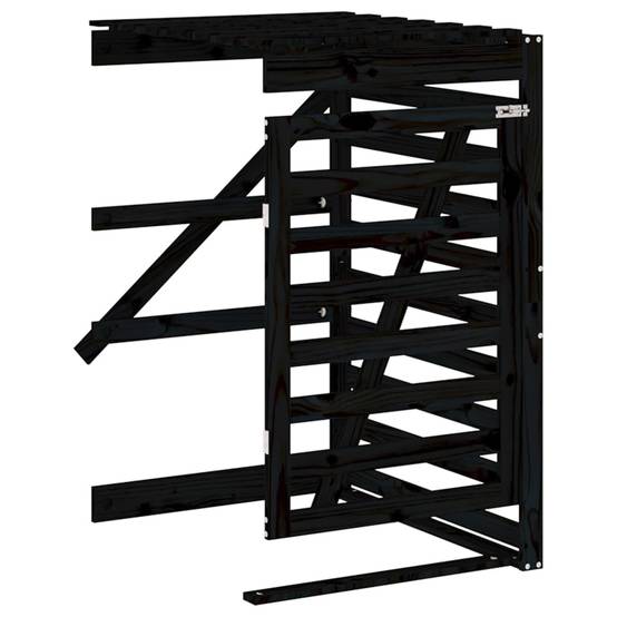 Abris pour poubelle 0.71m² - Abri à poubelles - Cache poubelle sur roulettes noir bois massif pin MAISON CHIC - Image 1