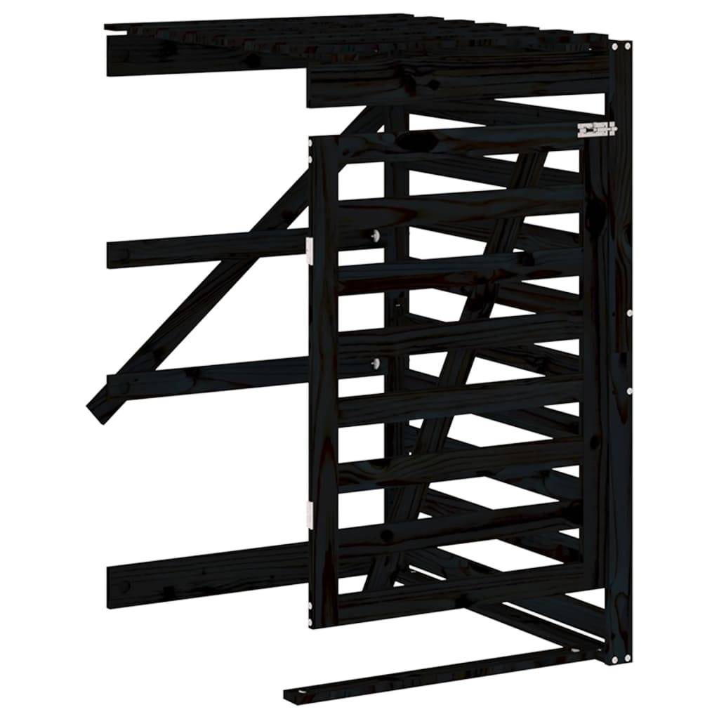 Abris pour poubelle 0.71m² - Abri à poubelles - Cache poubelle sur roulettes noir bois massif pin MAISON CHIC - Image 1